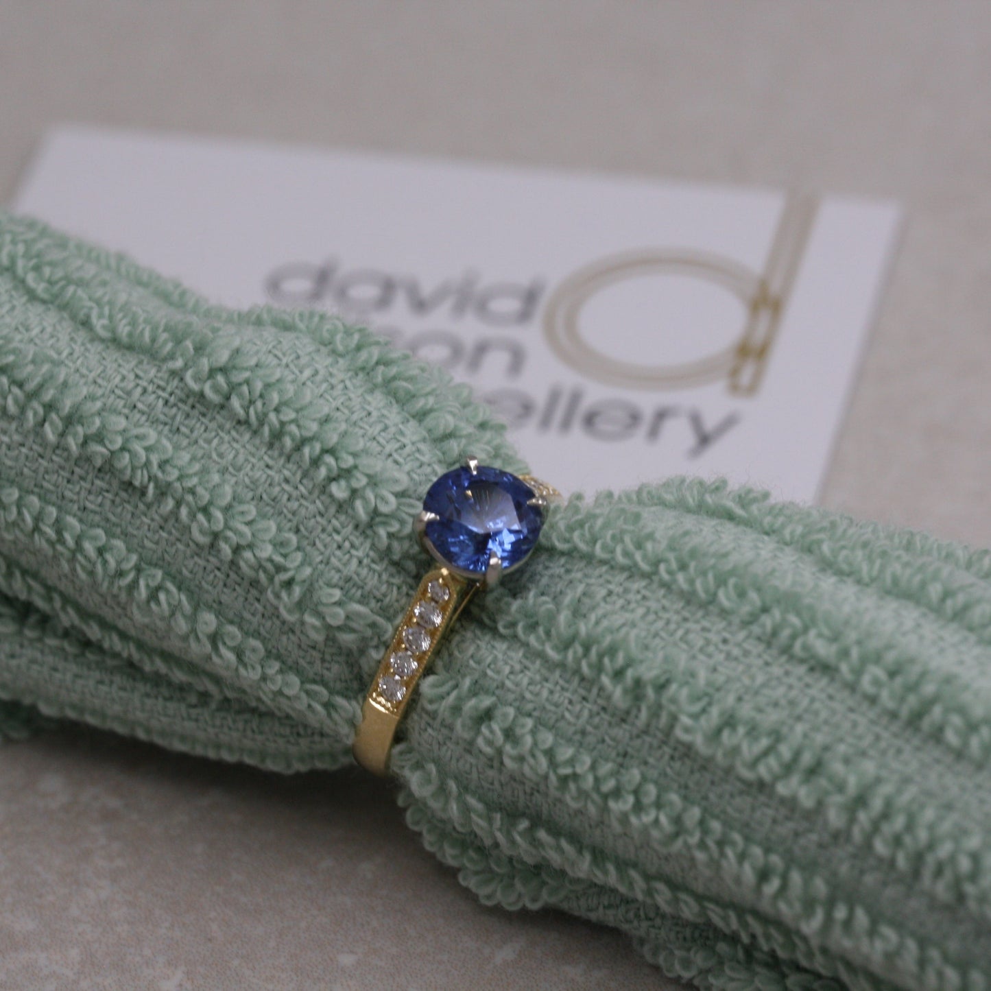 18ct Gold & Platinum Round Blue Sapphire and Diamond Ring