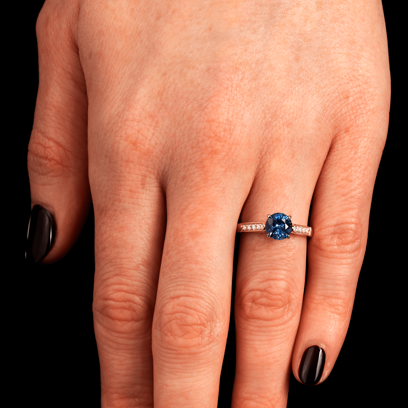18ct Gold & Platinum Round Blue Sapphire and Diamond Ring