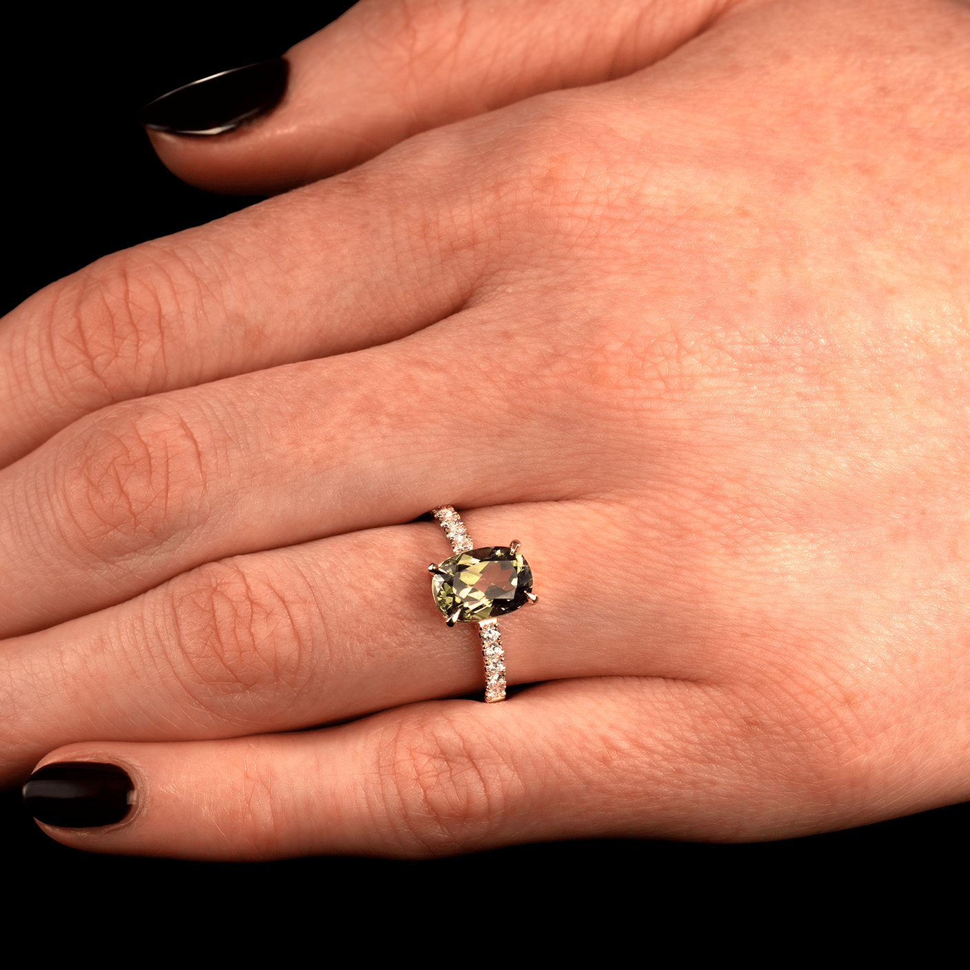 18ct Gold, Australian Green Sapphire and Diamond Ring