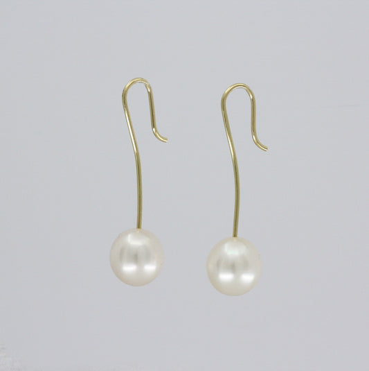 18ct Gold White Pearl Drop Earrings