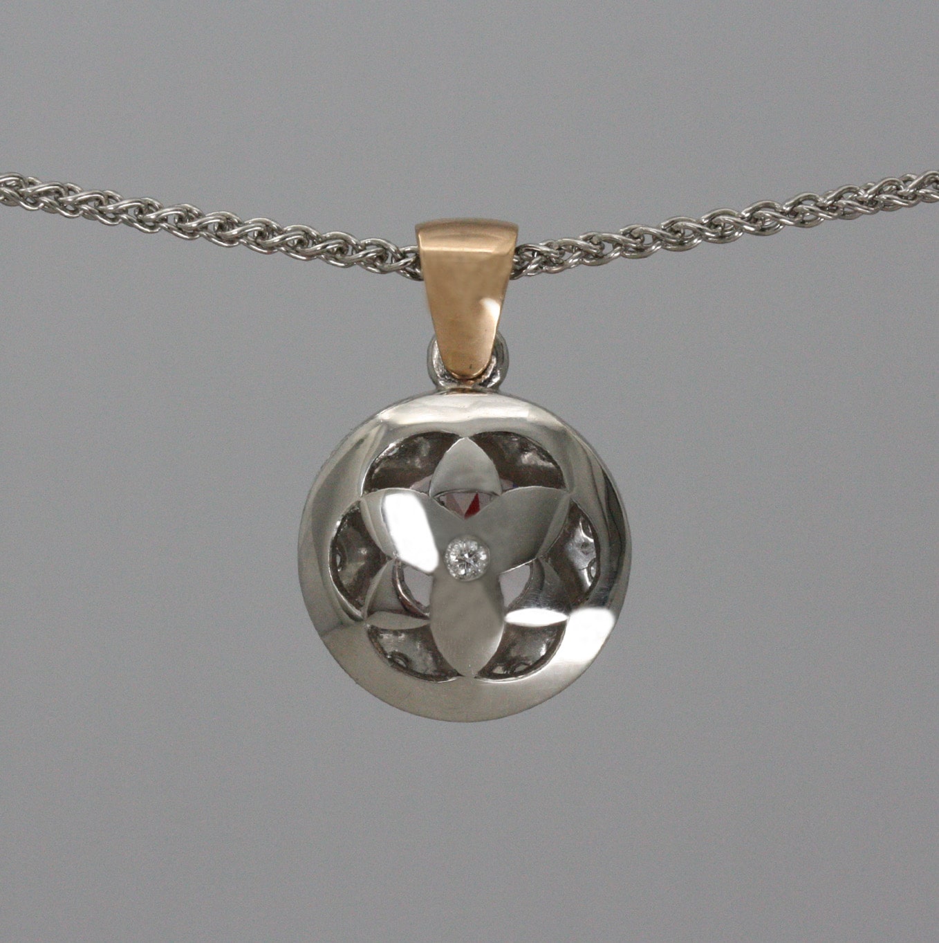 18ct Rose Gold, Platinum, Morganite and Diamond "Comet" Pendant