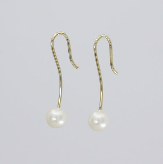 9ct Gold White Pearl Drop Earrings