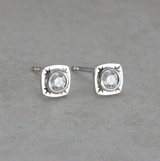 9ct White Gold “Snowflake” Earrings