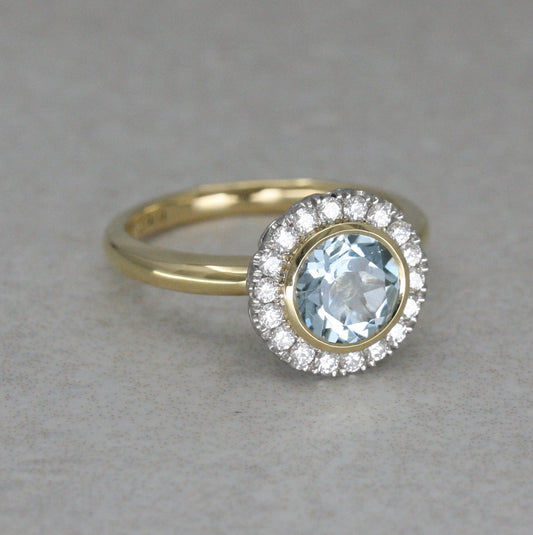 18ct Gold, Aquamarine and Diamond “Comet” Ring