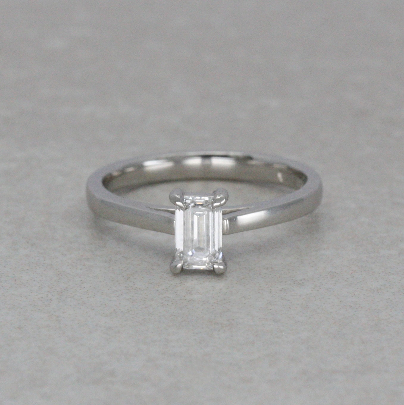 Emerald-Cut Diamond and Platinum Solitaire Ring
