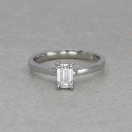 Emerald-Cut Diamond and Platinum Solitaire Ring