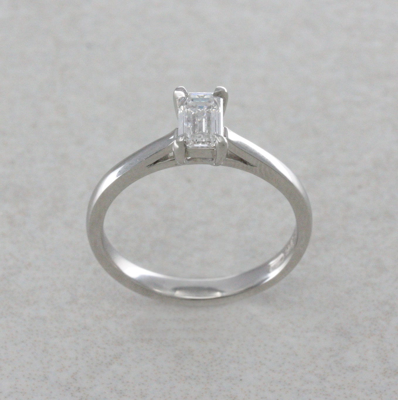 Emerald-Cut Diamond and Platinum Solitaire Ring