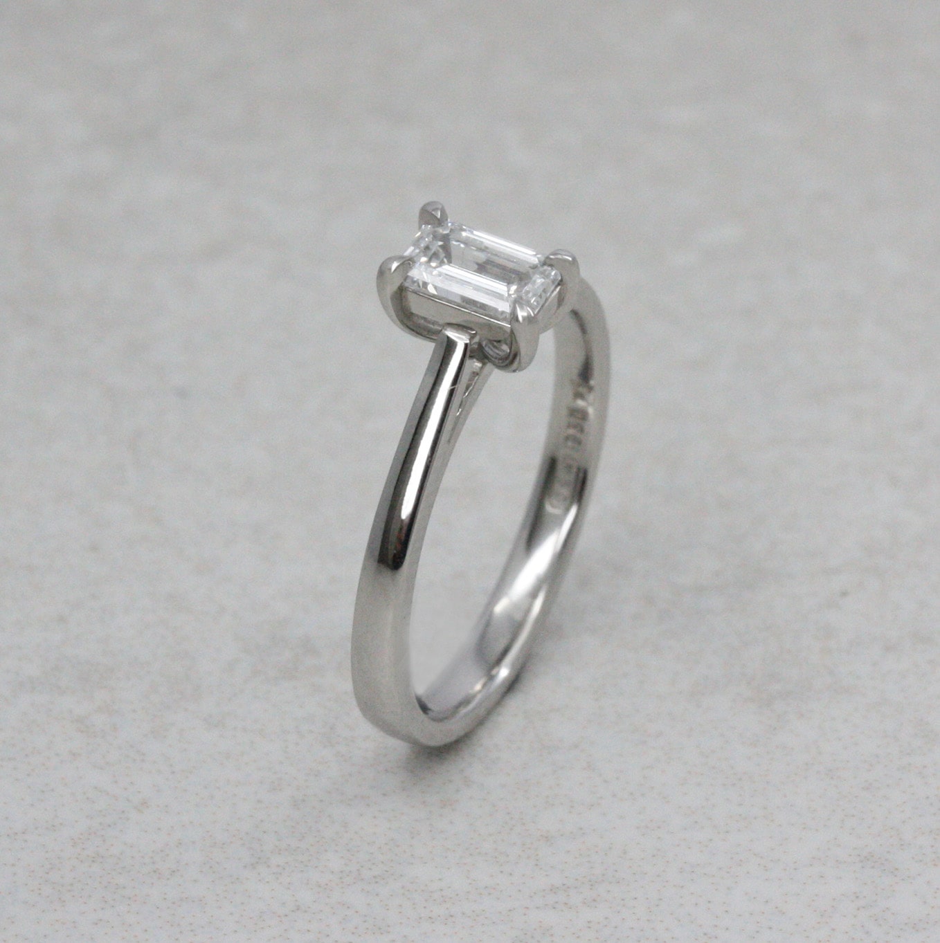 Emerald-Cut Diamond and Platinum Solitaire Ring