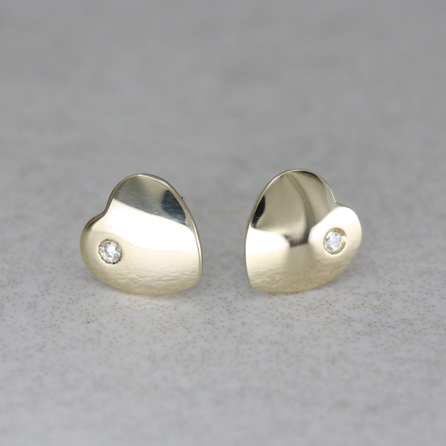 9ct Gold and Diamond “Love Heart” Ear Studs