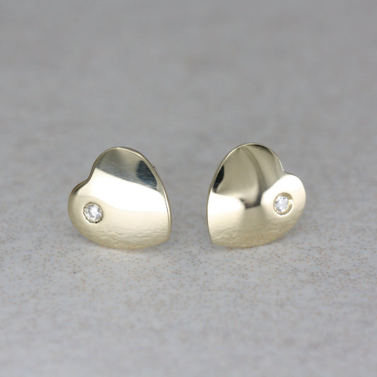 9ct Gold and Diamond “Love Heart” Ear Studs