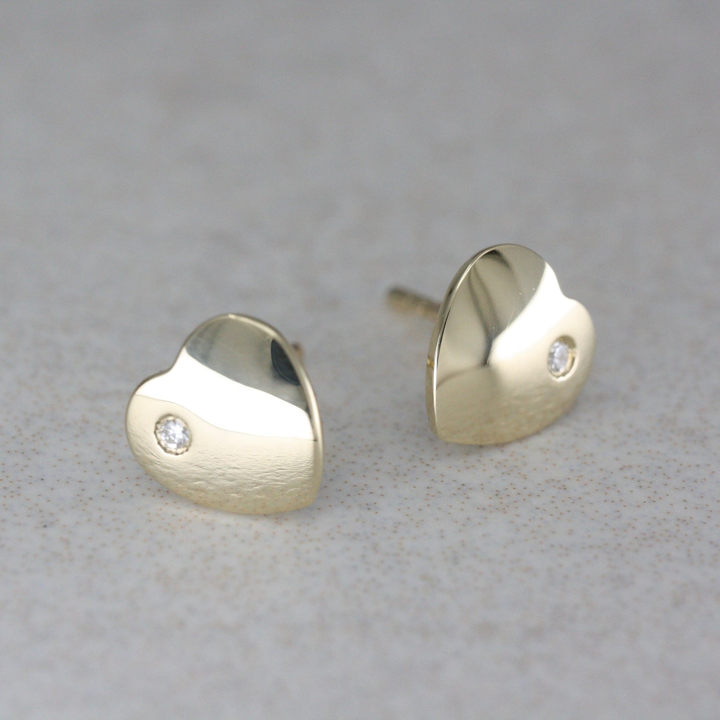 9ct Gold and Diamond “Love Heart” Ear Studs