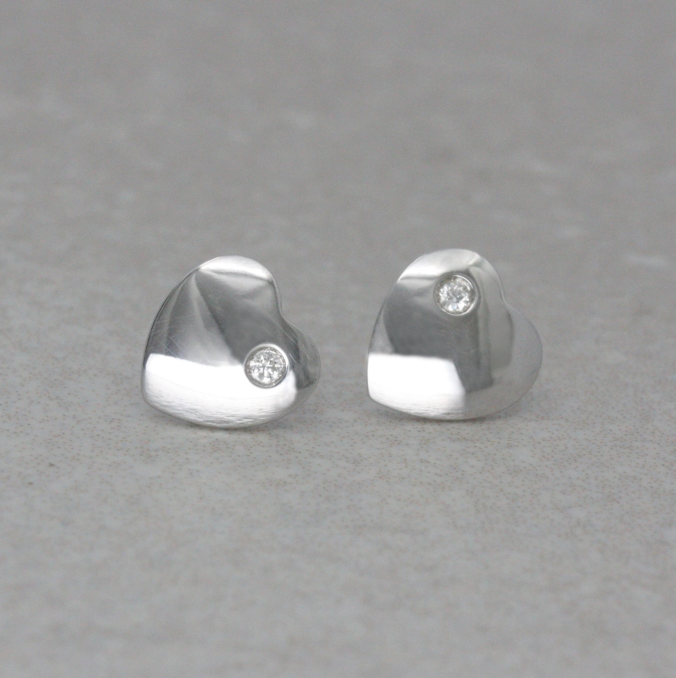 9ct White Gold and Diamond “Love Heart” Ear Studs
