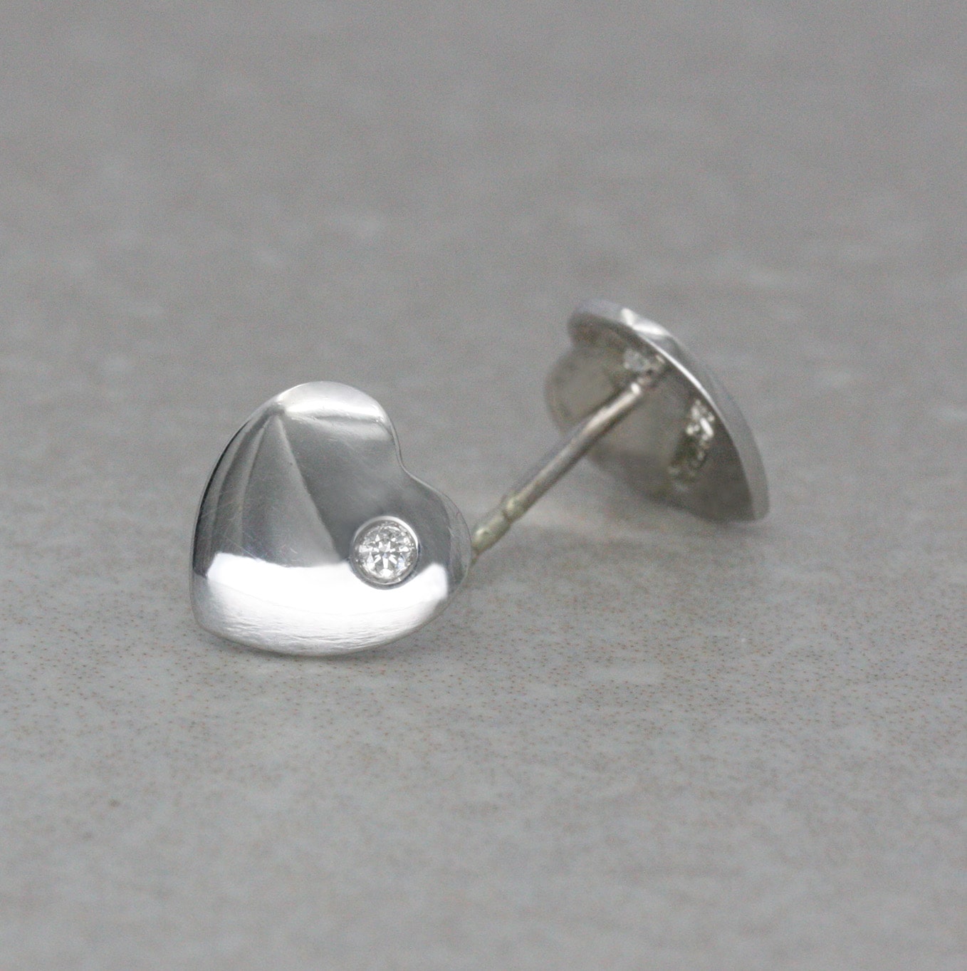 9ct White Gold and Diamond “Love Heart” Ear Studs
