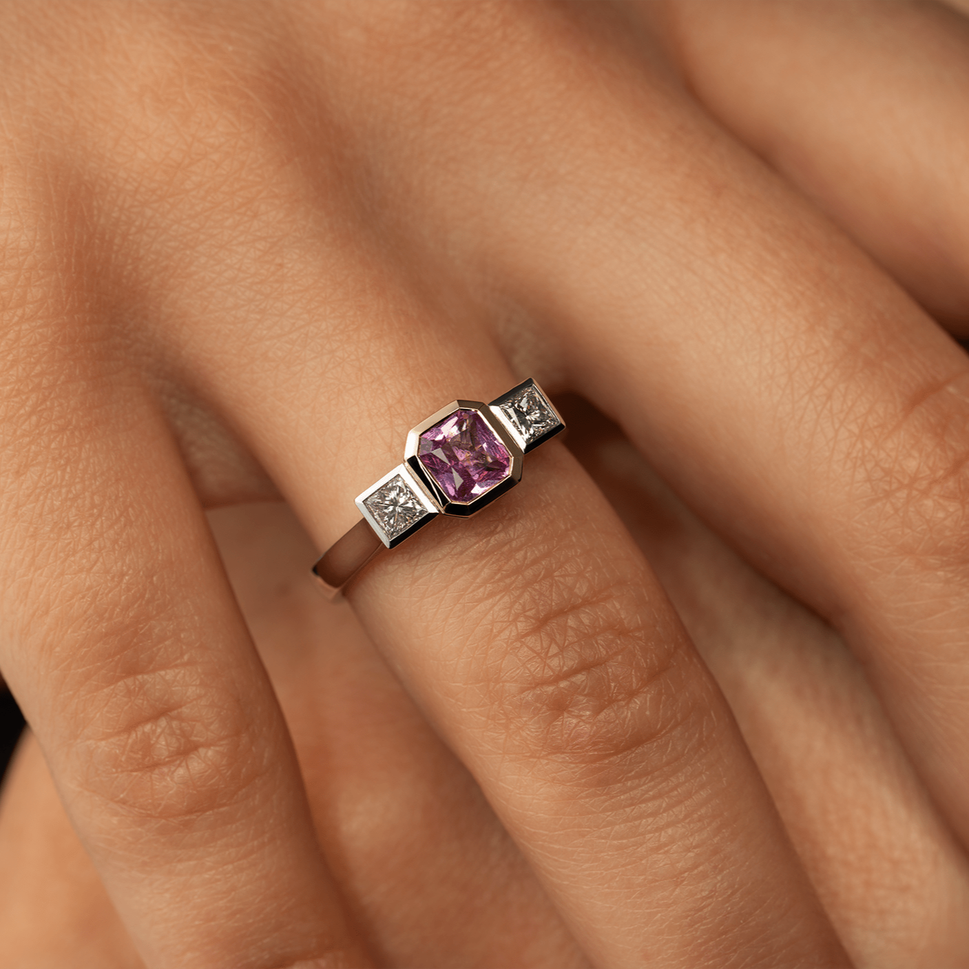 Platinum and 18ct gold, Pink Sapphire and Diamond “Roseus” Ring