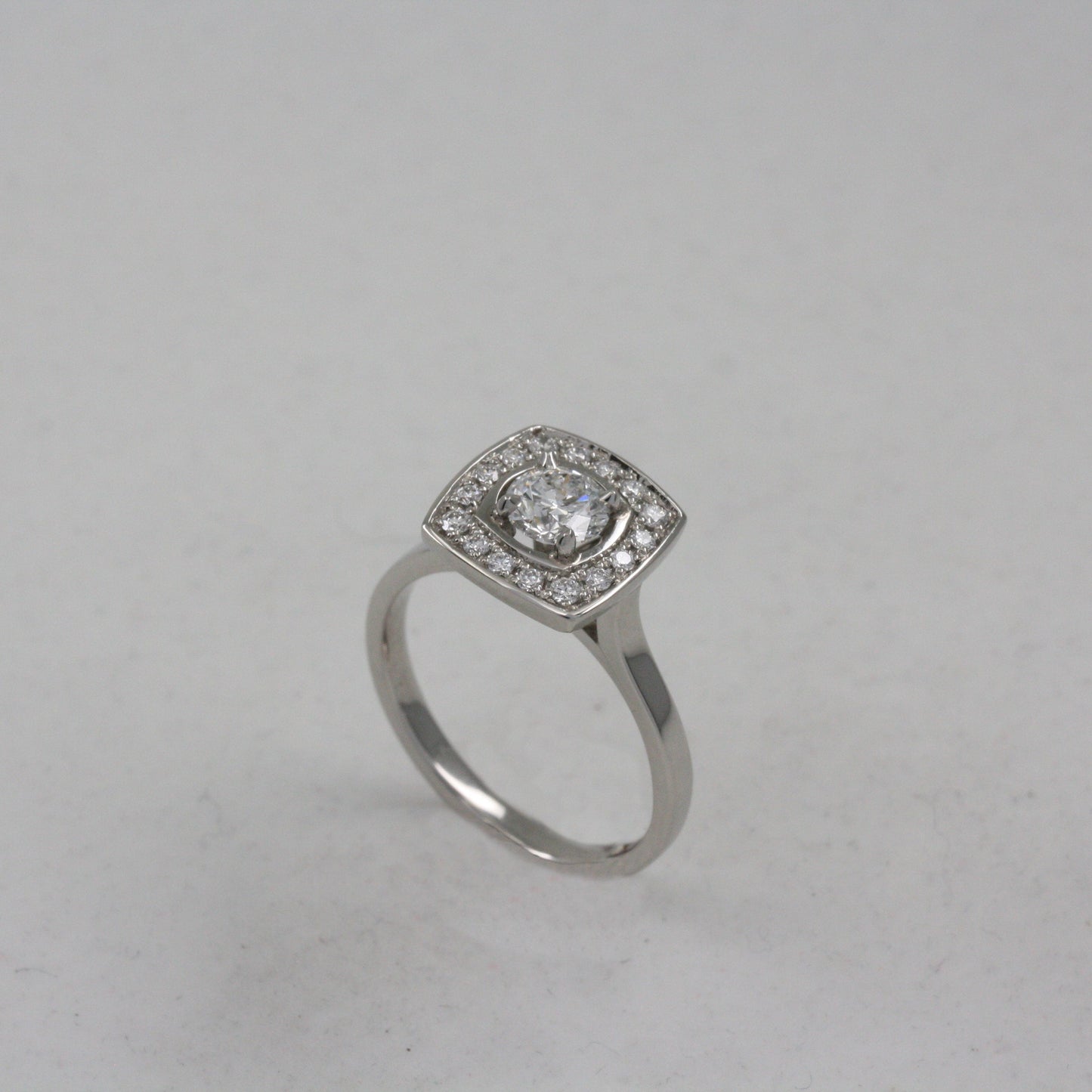 Diamond and Platinum Soft Square Halo Ring