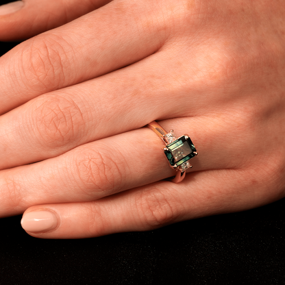 18ct Gold, Parti-Sapphire and Diamond Ring