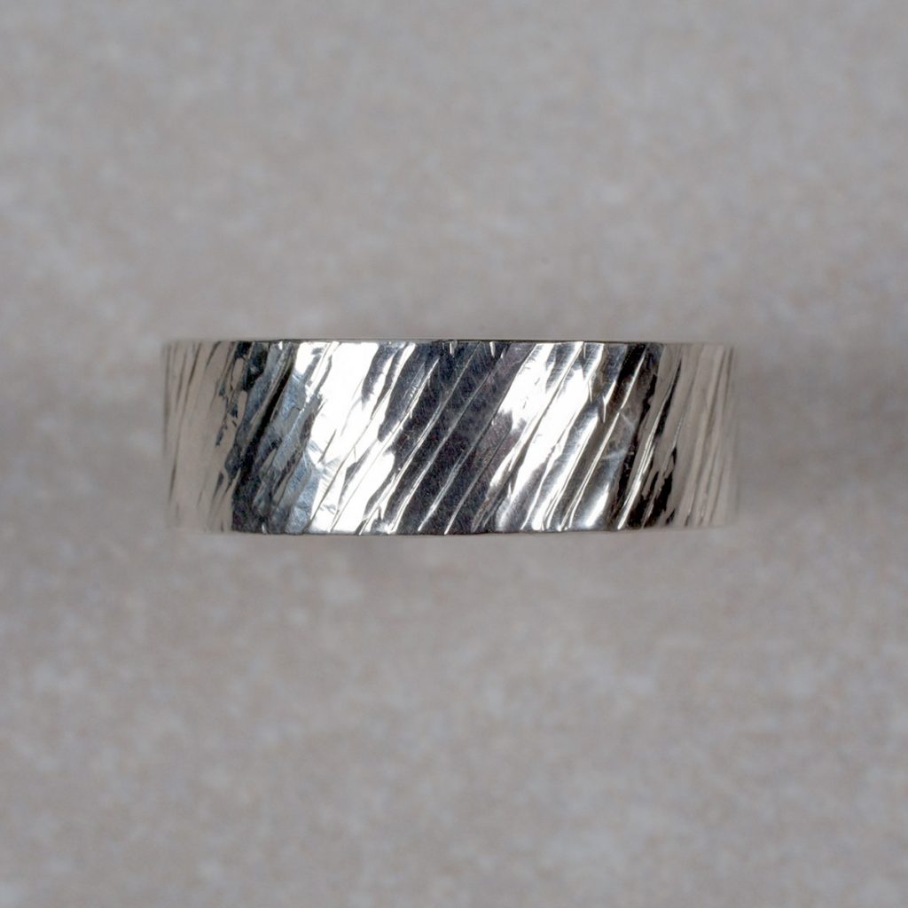 Sterling Silver Gent's Band with a hand carved Linear Texture